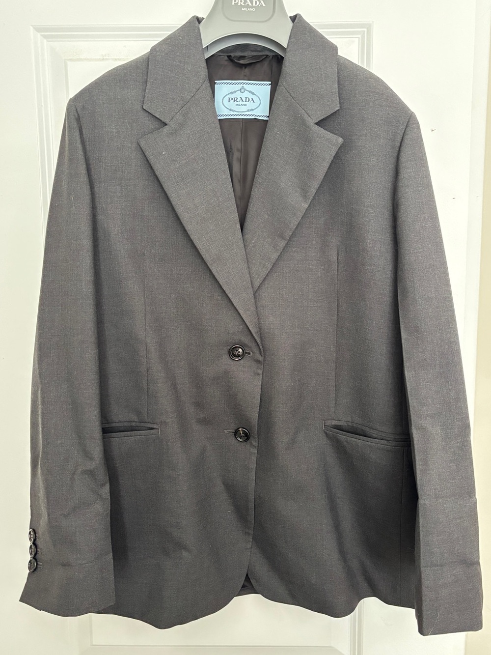 Prada Women's Blazer in Charcoal Grey - Picture 5 of 12